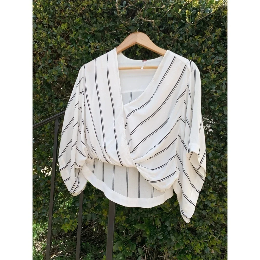Free People Sleepy Time striped kimono crop top